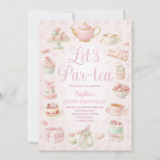Tea Party Teapot Teacup Pink Party Invitation