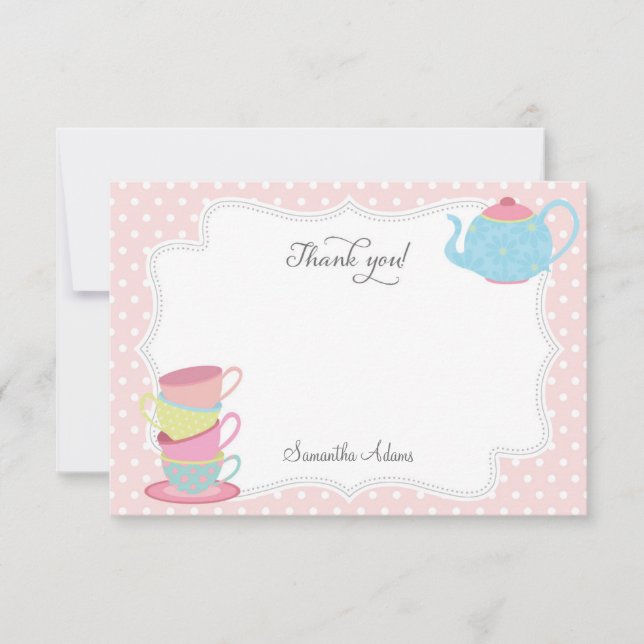Tea Party Thank You Card (Pink) (Front)