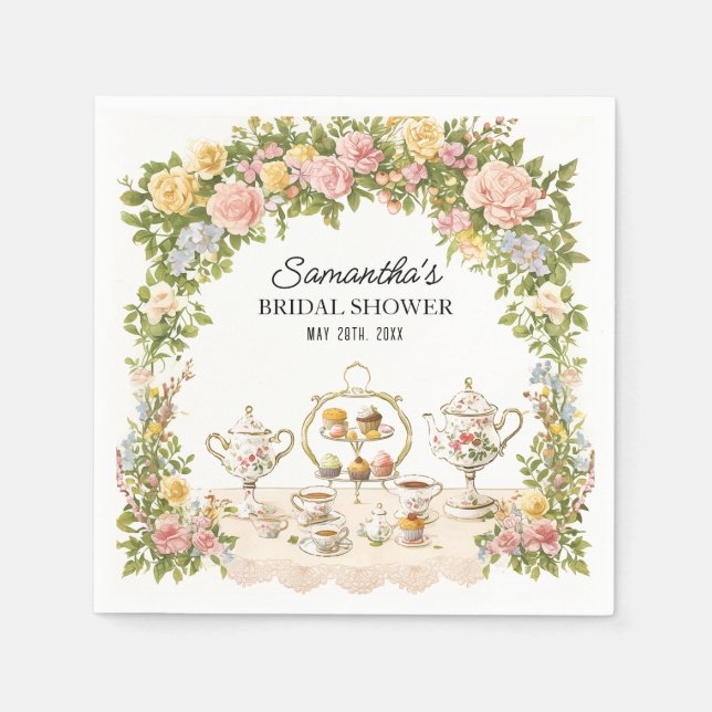 Tea Party Themed Floral Garden Bridal Shower  Napkin (Front)