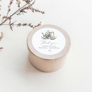 Tea Party Watercolor Floral Bridal Shower Classic Round Sticker