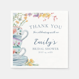 Tea Party Watercolor Floral Bridal Shower Napkin