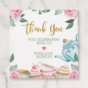 Tea Party Watercolor Floral Party  Favour Tags