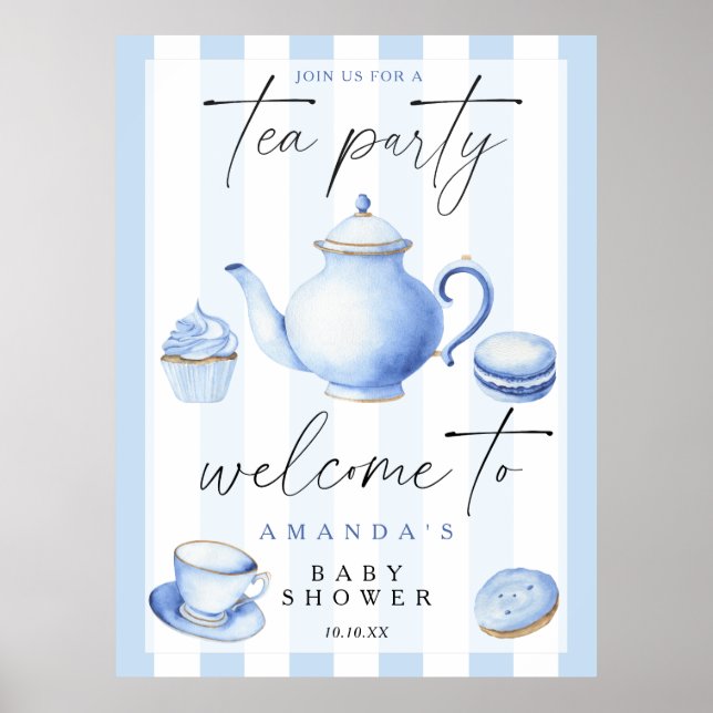 Tea Party Welcome boy baby shower party Poster (Front)