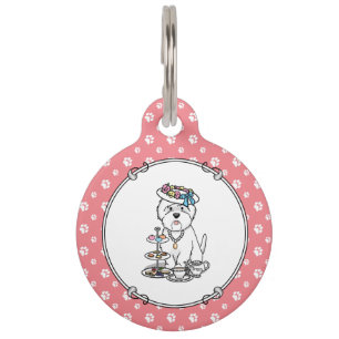 Tea Party Westie Dog West Highland White Terrier Pet Tag