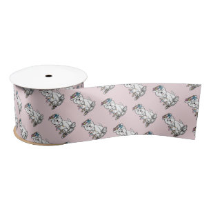 Tea Party Westie - West Highland White Terrier Satin Ribbon