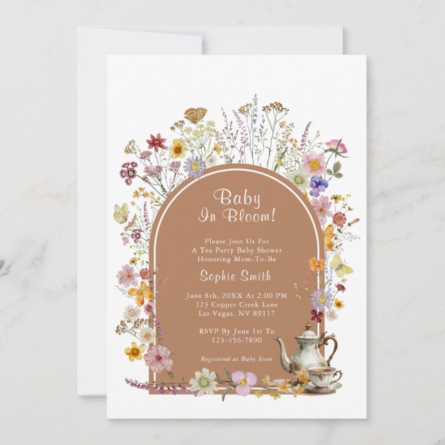 Tea Party Wildflower Baby In Bloom Baby Shower Invitation (Front)