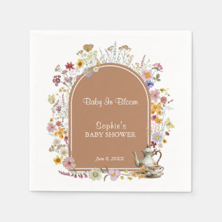 Tea Party Wildflower Baby In Bloom Baby Shower Napkin