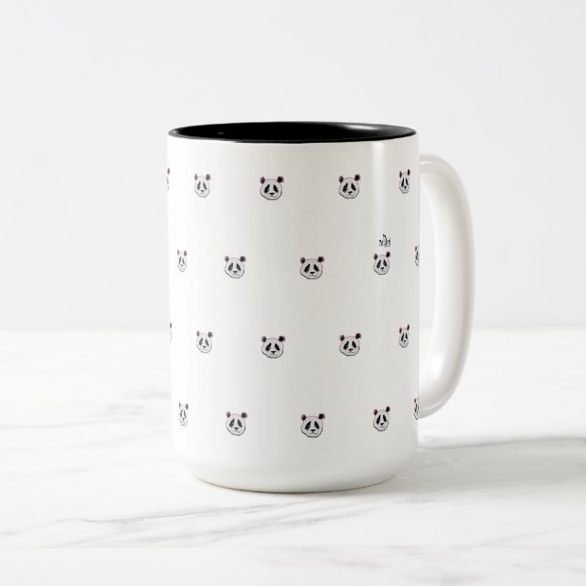 TEA PARTY WITH PANDA Two-Tone COFFEE MUG (Front Right)