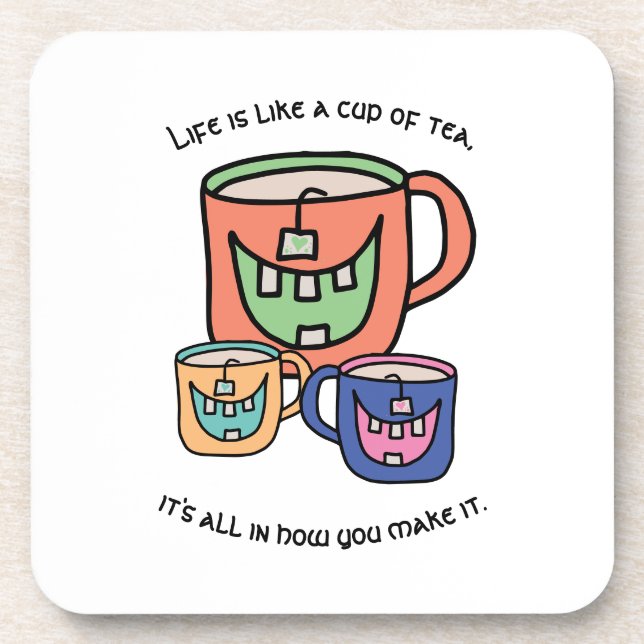 Tea Positivity Optimistic Tea Lover Phrase Coaster (Front)