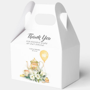 Tea Pot and Yellow Flowers Elegant Thank You Favour Box