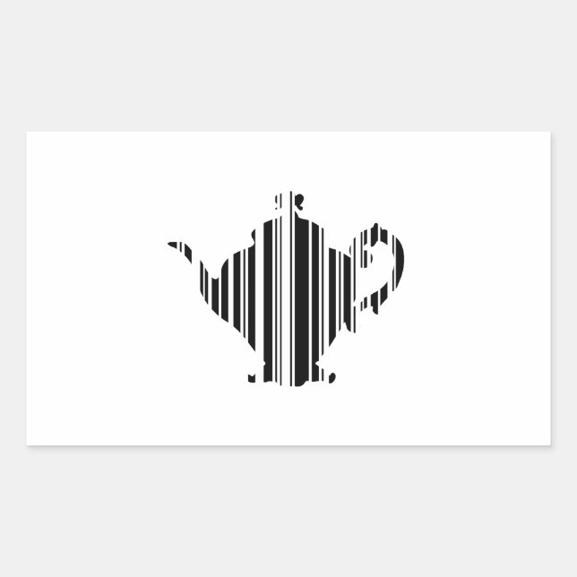 TEA POT BAR CODE Teapot Barcode Pattern Design Rectangular Sticker (Front)