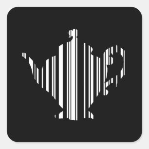 TEA POT BAR CODE Teapot Barcode Pattern Design Square Sticker