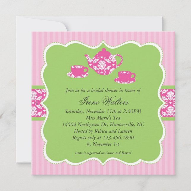 Tea Pot Bridal Shower Invitation (Front)