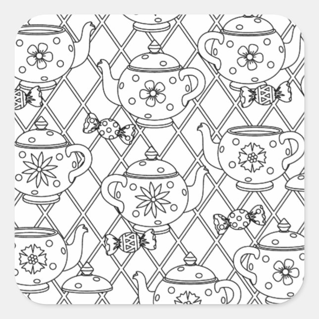 Tea Pot Doodle Square Sticker (Front)