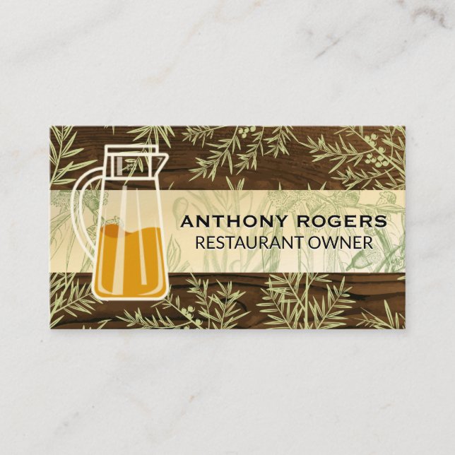 Tea Pot | Green Leaf Wood Trim Loyalty Card (Front)