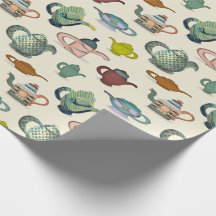 Tea pots in a pretty pattern wrapping paper