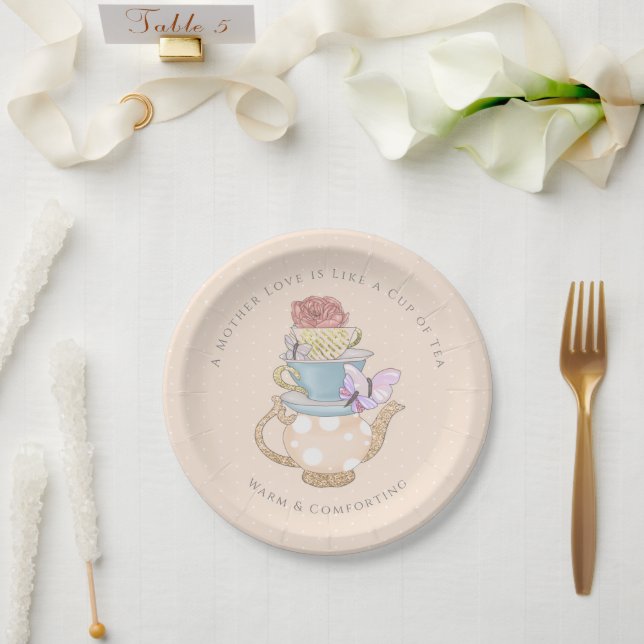 Tea Quotes Mother Day Table Decorations Paper Plate (Wedding)