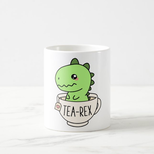 Tea-Rex Cute T-Rex Dinosaur Kawaii Funny Dino Pun Coffee Mug (Center)