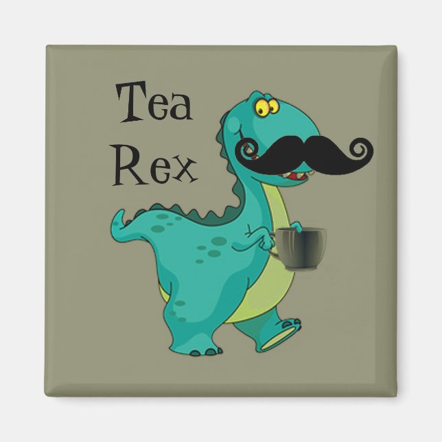 Tea Rex Funny Dinosaur Cartoon Innuendo Magnet (Front)