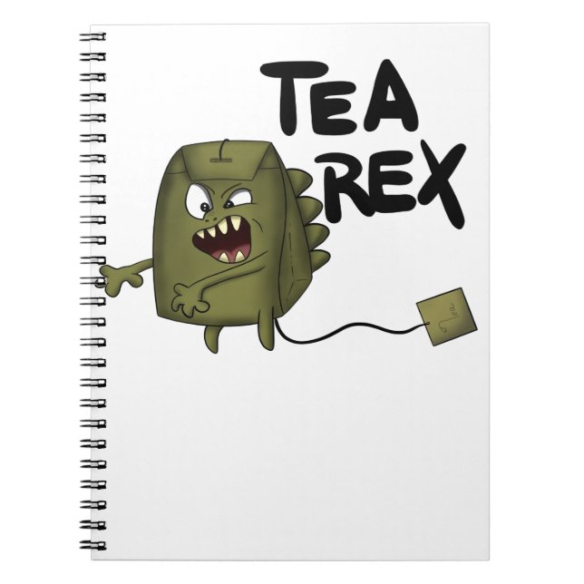 tea rex, funny dinosaur notebook (Front)