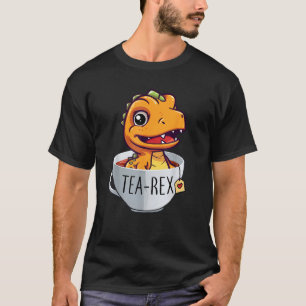 Tea Rex in a Cup Cute Cartoon T Rex Dinosaur Kids T-Shirt