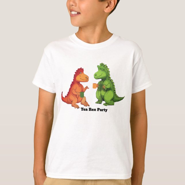 Tea Rex Party Shirt - Funny Dinosaur Wordplay Gift (Front)
