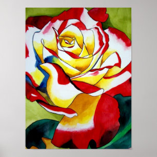 Tea Rose original watercolor flower art Poster