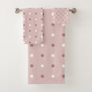 tea rose (red) and white dots bath towel set