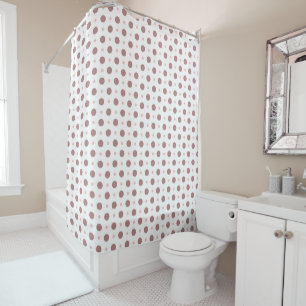 tea rose (red) and white dots shower curtain