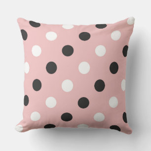 tea rose (red), grey and  white dots cushion