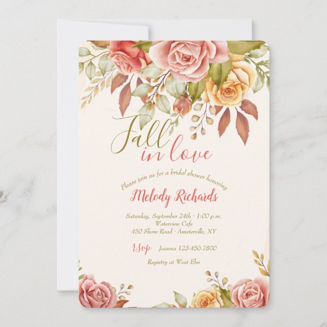 Tea Roses Bridal Shower Invitation (Front)