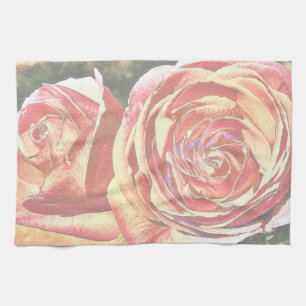 Tea Roses from the Garden Towel