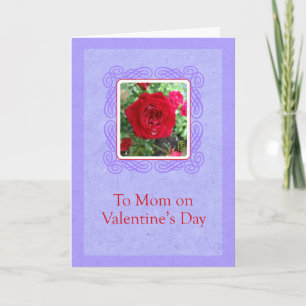 Tea Roses on Lavender Mum Valentine Card