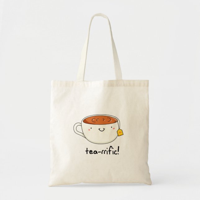 Tea-rrific Funny Cup Of Tea Pun  Tote Bag (Front)