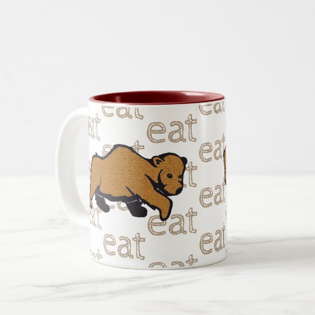 Tea Rustic Wildlife Grizzly Brown Bear Two-Tone Coffee Mug (Front Left)