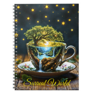 Tea set surreal waterfall kitchen decor art notebook