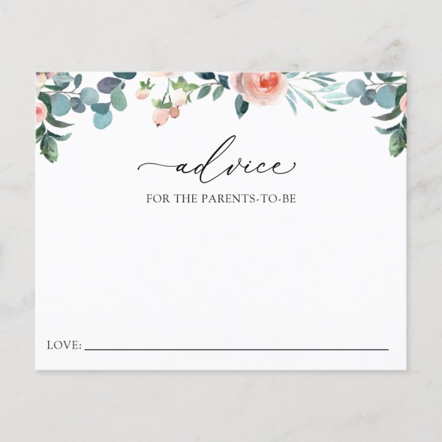 Tea Shower Advice Card for the Parents-to-Be (Front)