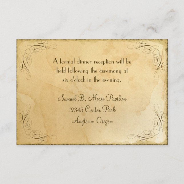Tea Stained Vintage Wedding 1 - Reception Invite (Front)