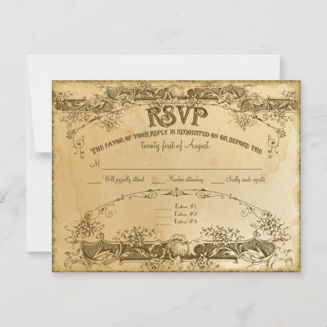 Tea Stained Vintage Wedding 2 - Invitation Invite (Front)