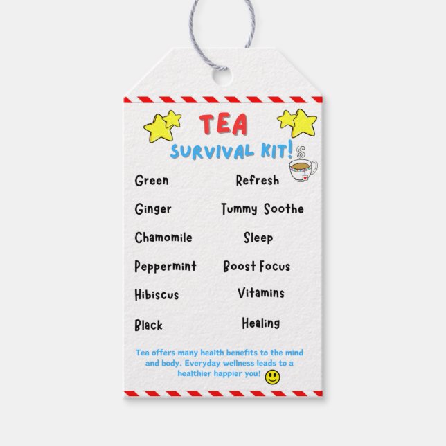 Tea Survival Kit Gift Tags (Front)