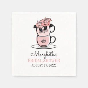 Tea Teacup Flowers Bridal Shower Paper Napkin