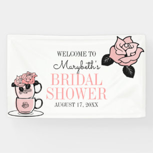 Tea Teacup Flowers Bridal Shower Welcome Banner