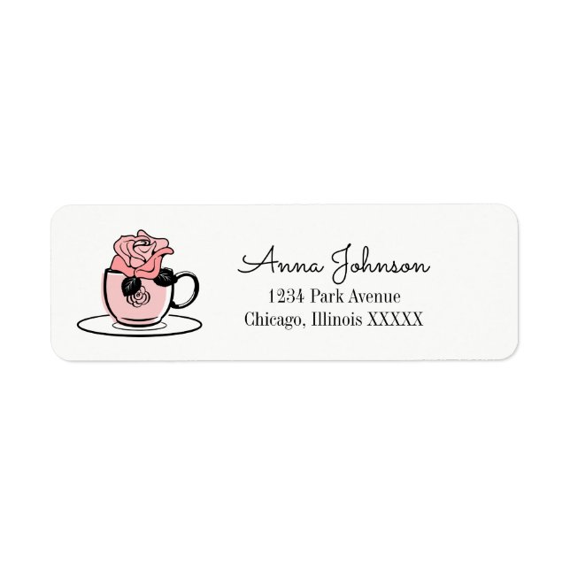 Tea Teacup & Flowers Return Address Label (Front)