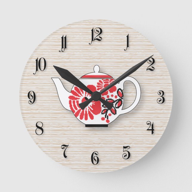 Tea teapots round clock (Front)