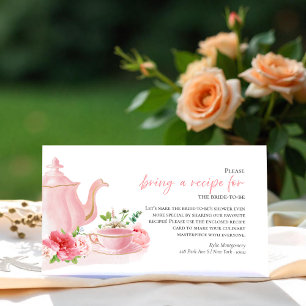 Tea Theme Bridal Shower Recipe Request Card
