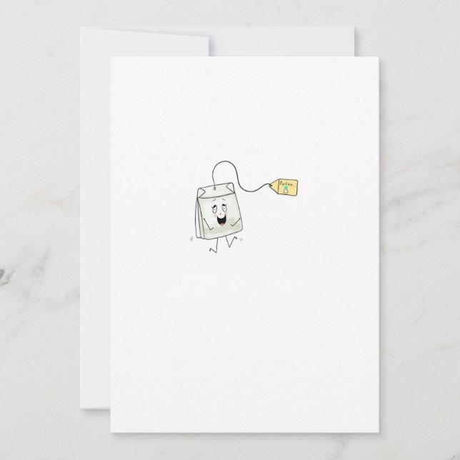 tea themed, tea lover, tea bag invitation (Front)