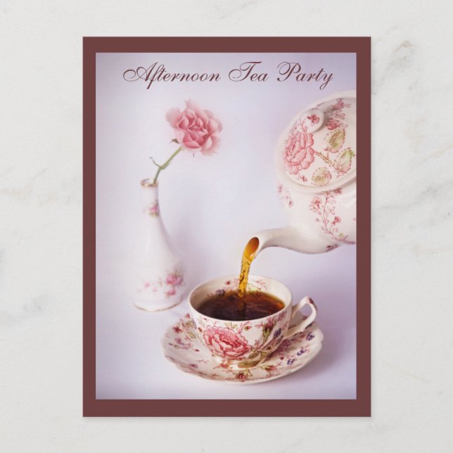 Tea Time, Afternoon Tea Party Invitation Postcard (Front)