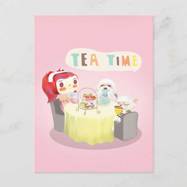 Tea Time Announcement Postcard (Front)