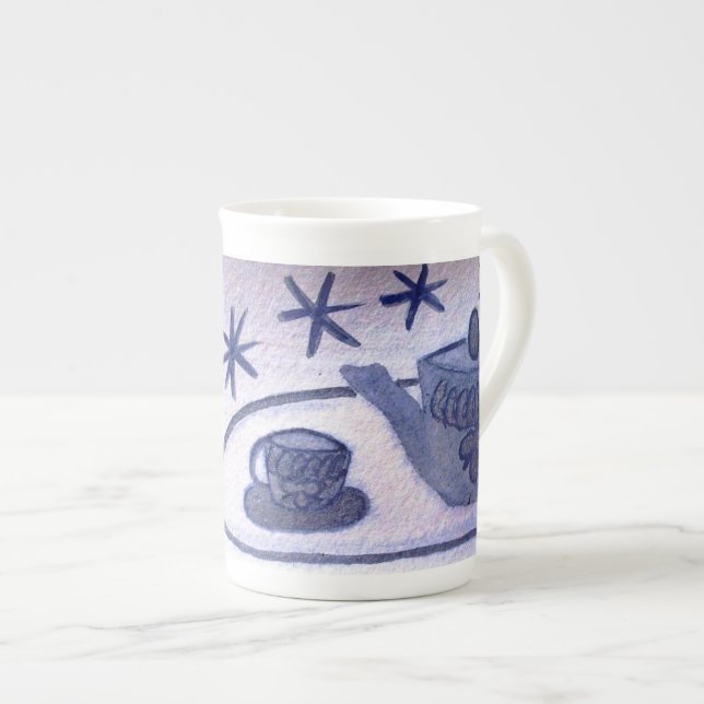 ...tea time....art by Jutta Gabriel... Bone China Mug (Front Right)