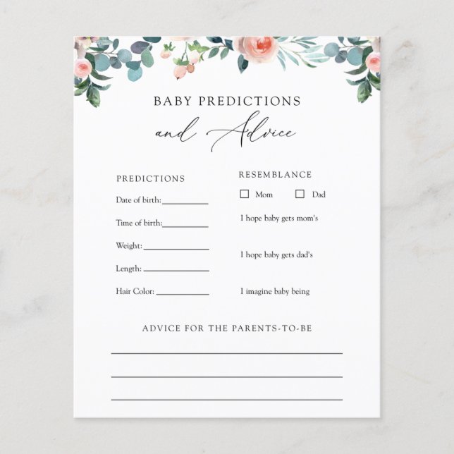 Tea Time Baby Advice and Predictions Card (Front)